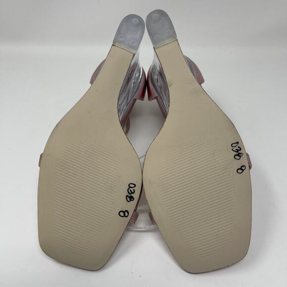 Steven Madden Isobel Sandals Size 8M Pink Metallic Clear Lucite Wedge NEW - Picture 13 of 14